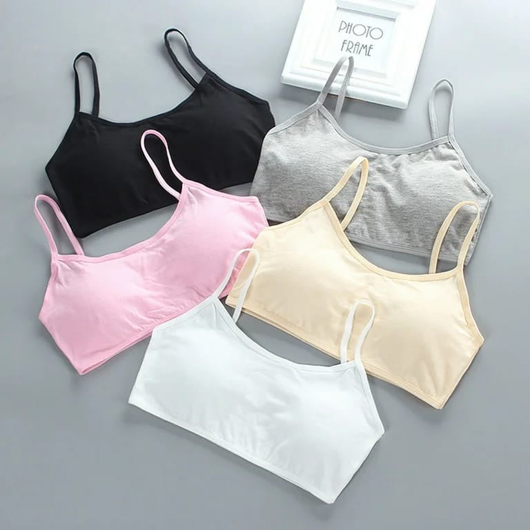 Teen Girls Padded Cotton Sports Bra – Soft & Comfortable Daily Wear Bra (Free Size, Beige)