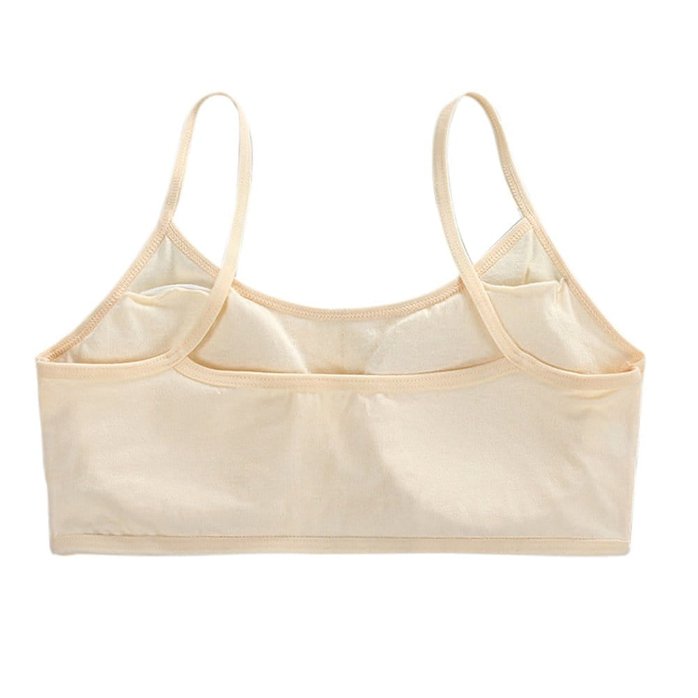 Teen Girls Padded Cotton Sports Bra – Soft & Comfortable Daily Wear Bra (Free Size, Beige)