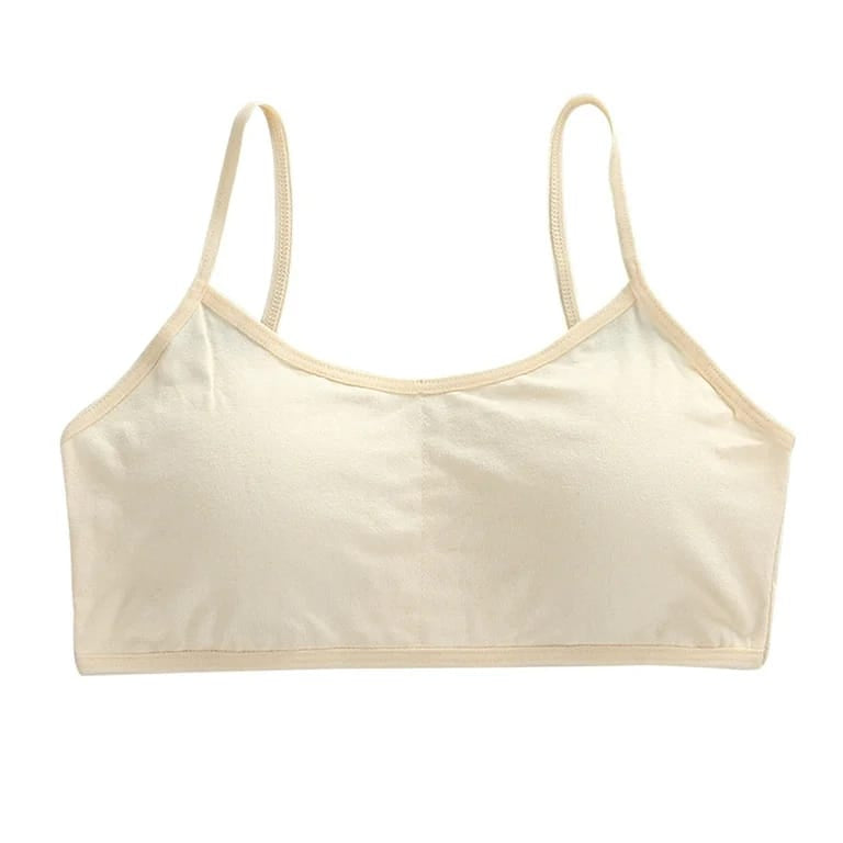 Teen Girls Padded Cotton Sports Bra – Soft & Comfortable Daily Wear Bra (Free Size, Beige)